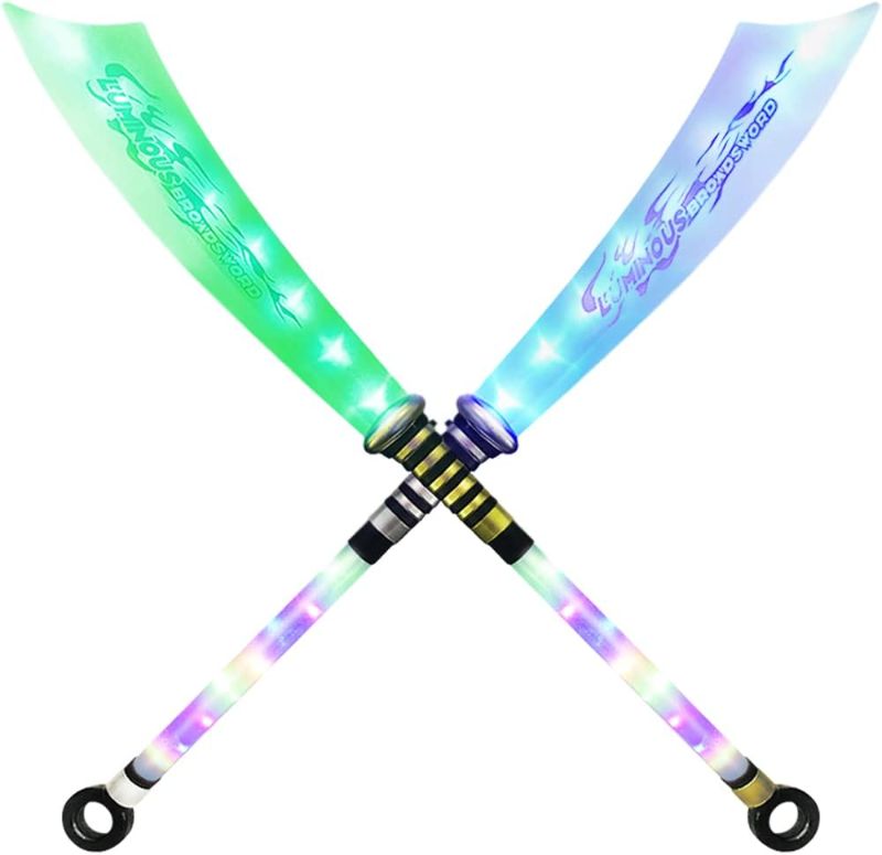 Photo 1 of ArtCreativity Light Up Toy Swords for Kids Extendable with Movement Sound Sensor, Set of 2, LED Toy Swords for Boys, Ninja Swords for Kids, Batteries Included, Ninja Kids Toys, Gift for Kids 3 and Up
