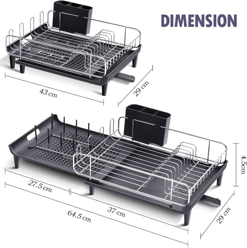 Photo 1 of APEXCHASER Expandable Dish Drainers Rack, Dish Drying Rack with Swivel Drainage Spout, Cutlery Holder & Non-Scratch Plate Rack
