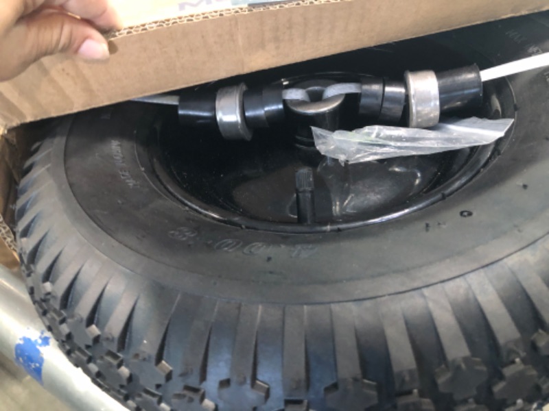 Photo 2 of 4.80/4.00-8" Pnuematic Tire and Wheel Assy,2PR (Air Filled)- 5/8"or 3/4" Powdered Metal bushings and 3"or 6"Center Hub, for Wheelbarrows,Garden and Utility Carts,Trolleys,Wagon and More