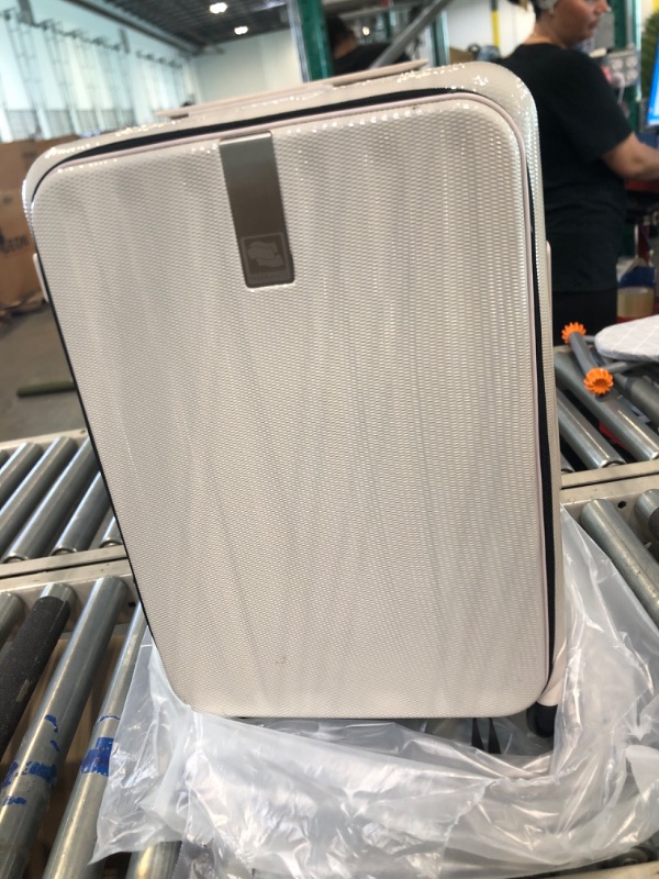 Photo 4 of 20 Inch Carry On Luggage with Front Pocket Aluminum Frame ?Can Not Open in The Middle? Hard Shell Suitcases with Wheels Rolling Luggage Suitcase with Lock Travel Luggage for Weekender-Smoke White