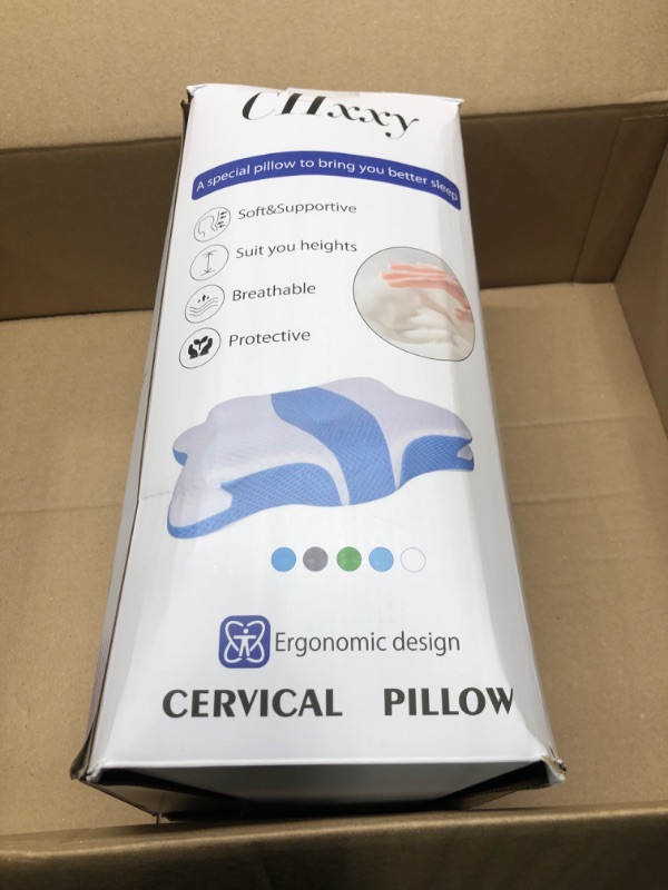 Photo 4 of 5X Pain Relief Cervical Pillow for Neck and Shoulder Support,Hollow Design Cervical Memory Foam Pillows, Orthopedic Ergonomic Neck Pillow,Contour Bed Pillow for Side,Back,Stomach Sleeper… Blue
