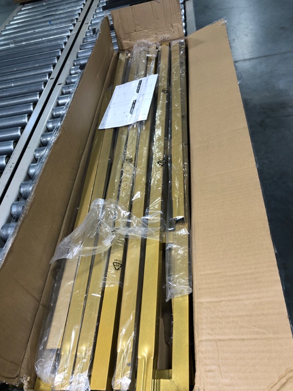Photo 1 of Fomcet 10FT x 10FT Backdrop Stand Heavy Duty with Base, Gold Portable Adjustable Pipe and Drape Backdrop Stand Kit, Square Metal Arch Party Frame for Wedding Birthday Parties Banquet Decorations 10 x 10 FT(HxW) 10FT-Gold-F