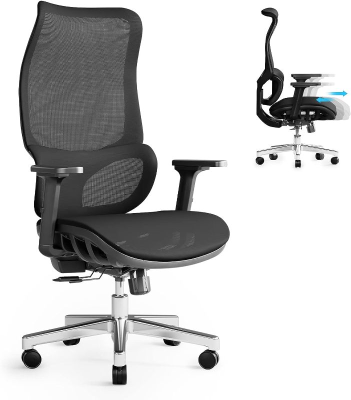 Photo 1 of JOYFLY Ergonomic Office Chair, Mesh Home Office Chair, High Back Office Chair Computer Chair with Dynamic Seat & Lumbar Support, Wide Task Office Chairs for Heavy People, 450lbs, Adults, Black