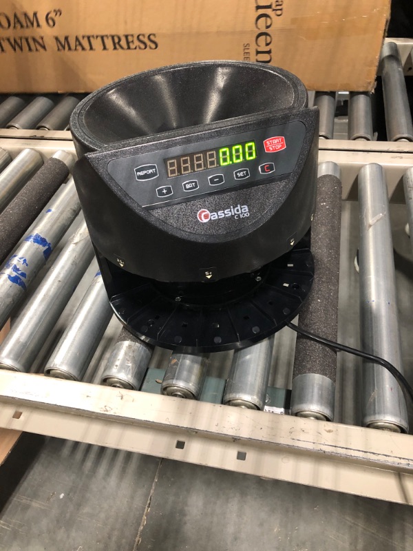 Photo 1 of Cassida C100 Electronic Coin Sorter/Counter, Countable Coins 1¢, 5¢, 10¢, 25¢, 250 Coins/min, 110 VAC & 6600 UV/MG – USA Business Grade Money Counter with UV/MG/IR Counterfeit Detection Coin Sorter + Money Counter 6600 UV/MG