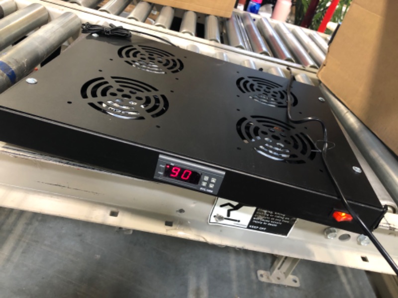 Photo 2 of Rack Mount Fan - 4 Fans Server Cooling System - 1U 19" Rackmount Cabinet Panel w/Adjustable Temperature Control (Heat Monitor - Digital Display) Alarm Sensor (Overheat Air Flow Exhaust) Tupavco TP1701