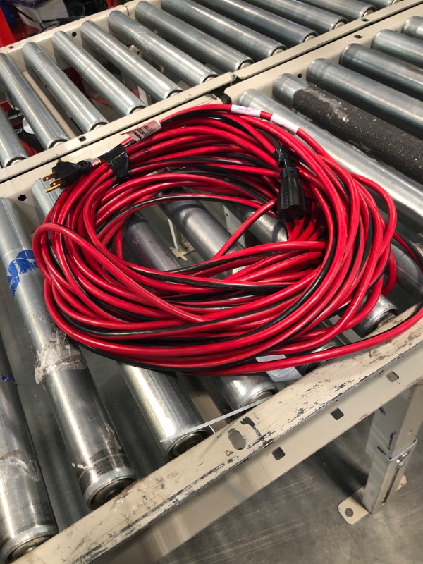 Photo 2 of 100 ft. 14/3 Indoor/Outdoor Extension Cord, Red and Black