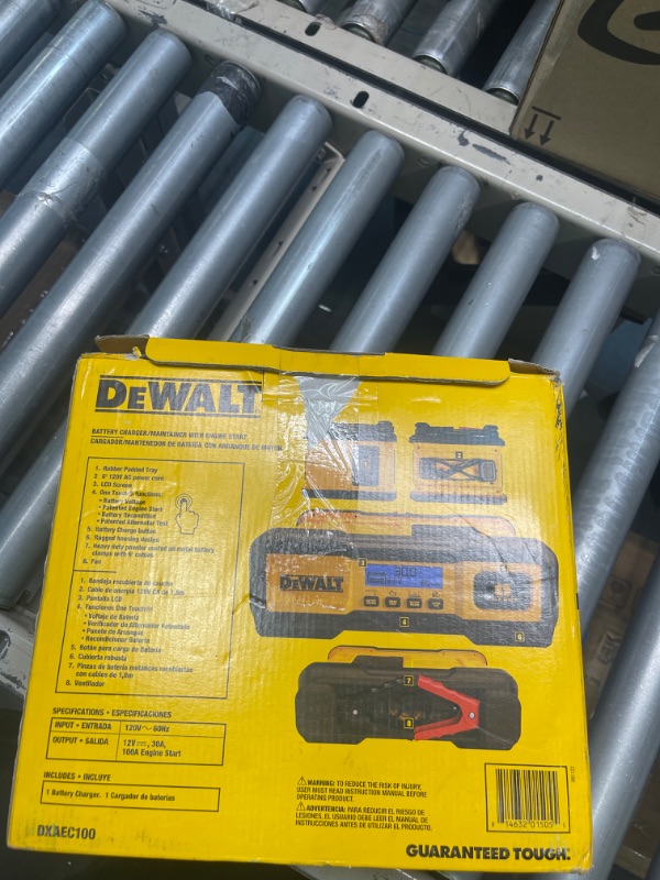 Photo 2 of DEWALT DXAEC100 DXAEC100 Professional 30-Amp Battery Charger and 3-Amp Maintainer with 100-Amp Engine Start, Yellow