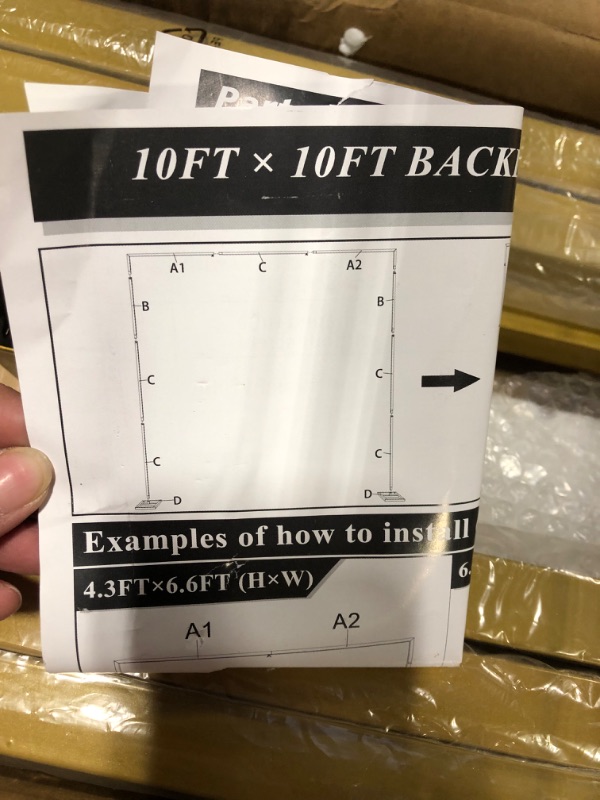 Photo 1 of Fomcet 10FT x 10FT Backdrop Stand Heavy Duty with Base, Gold Portable Adjustable Pipe and Drape Backdrop Stand Kit, Square Metal Arch Party Frame for Wedding Birthday Parties Banquet Decorations 10 x 10 FT(HxW) 10FT-Gold-F