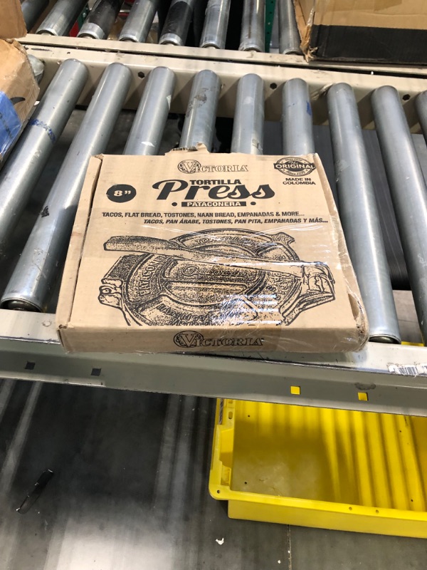 Photo 1 of Victoria 8 Inch Cast Iron Tortilla Press. Tortilla Maker, Flour Tortilla press, Rotis Press, Dough Press, Pataconera Seasoned with Flaxeed Oil, Black - 8"