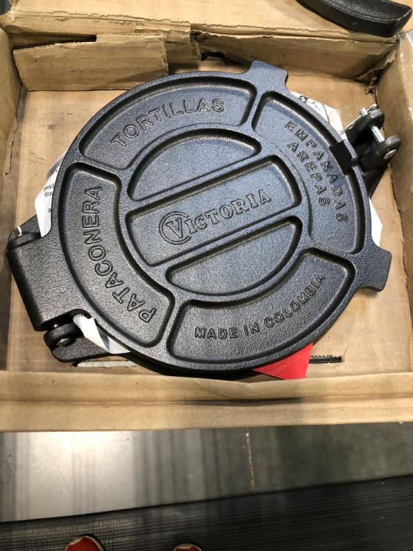 Photo 3 of Victoria 8 Inch Cast Iron Tortilla Press. Tortilla Maker, Flour Tortilla press, Rotis Press, Dough Press, Pataconera Seasoned with Flaxeed Oil, Black - 8"