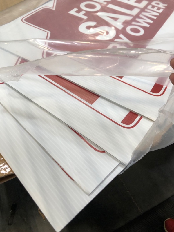 Photo 1 of For Sale By Owner Sign - 4 Premium Yard Signs Bulk Pack - 18" x 24" Inches - Large Directional Arrows - Double Sided Real Estate Sale Stand Post with H Wire Stakes - Realtor Agents Supplies (Red) 4 Pack