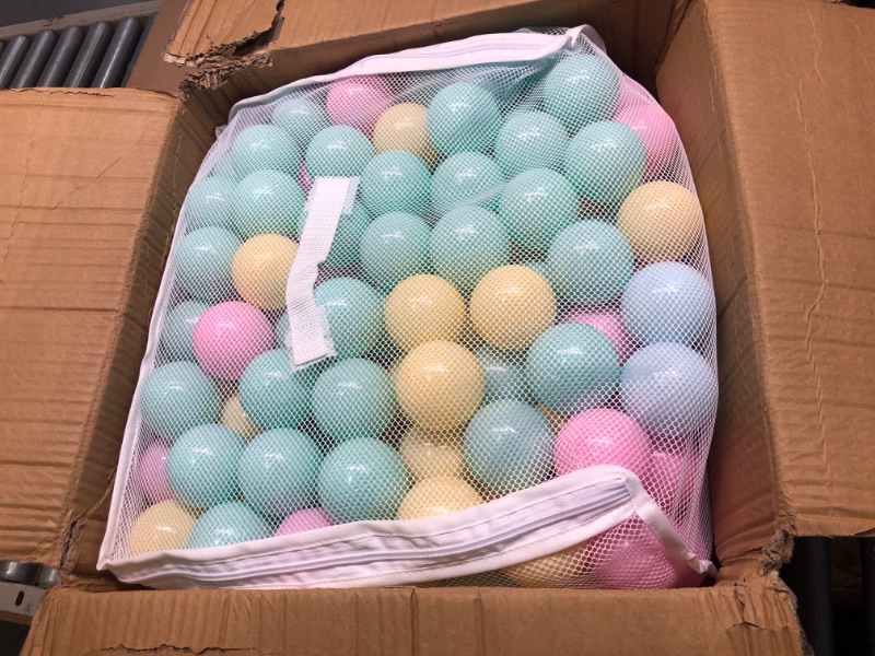 Photo 1 of Amazon Basics BPA Free Crush-Proof Plastic Ball Pit Balls with Storage Bag, Toddlers Kids 12+ Months, 6 Pastel Colors - Pack of 400 6 Pastel Colors 400 Balls