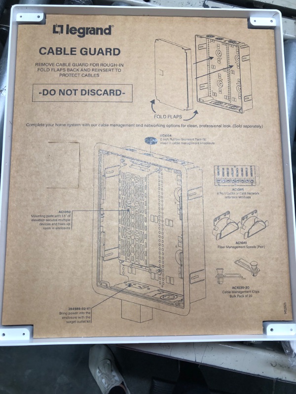 Photo 7 of Legrand - OnQ Cable Management, TV Home Theater Box, Recessed Storage Box, Dual Purpose, 17 Inches, White (ENP1700-NA) & AC1040 Plastic Universal Mounting Plate, Universal-10 inch, White