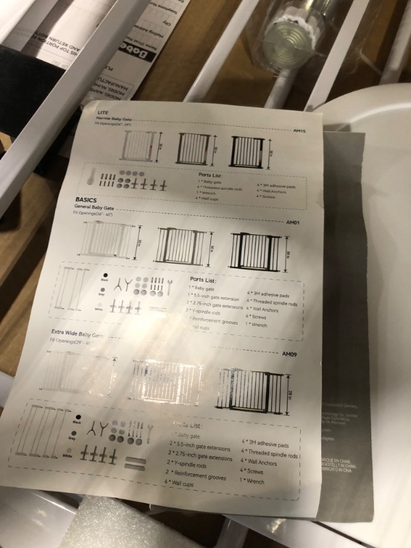 Photo 5 of Babelio Auto Close Baby Gate with Small Cat Door, 29-43" Metal Cat Gate for Doorway, Stairs, House, Easy Walk Thru Dog Gate with pet Door, Includes 4 Wall Cups and 3 Extension Pieces, White
