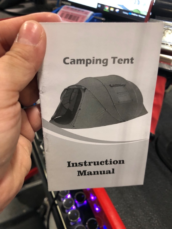 Photo 1 of PALLYGO Easy Pop Up Tent 6 Person Tents for Camping Traveling Double Layer Waterproof Instant Family Camping Tents People Man Popup Tent Space for 2/3/4/5/6 Green&Grey&Poles