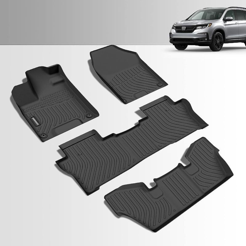 Photo 1 of ANBINGO®-Floor Mats Custom for Honda Pilot 7 Passenger 2022 2021 2020 2019 2018 2017 2016 Waterproof Car Mats All Weather Mats Guard Automotive Floor Liners Front& Rear& 3rd Row Full Set Black