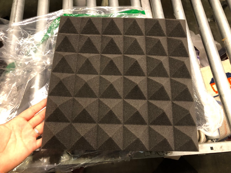 Photo 3 of Acoustic Panels - 12 Pack Set 12x12x2 Inches Black Pyramid Acoustic Foam