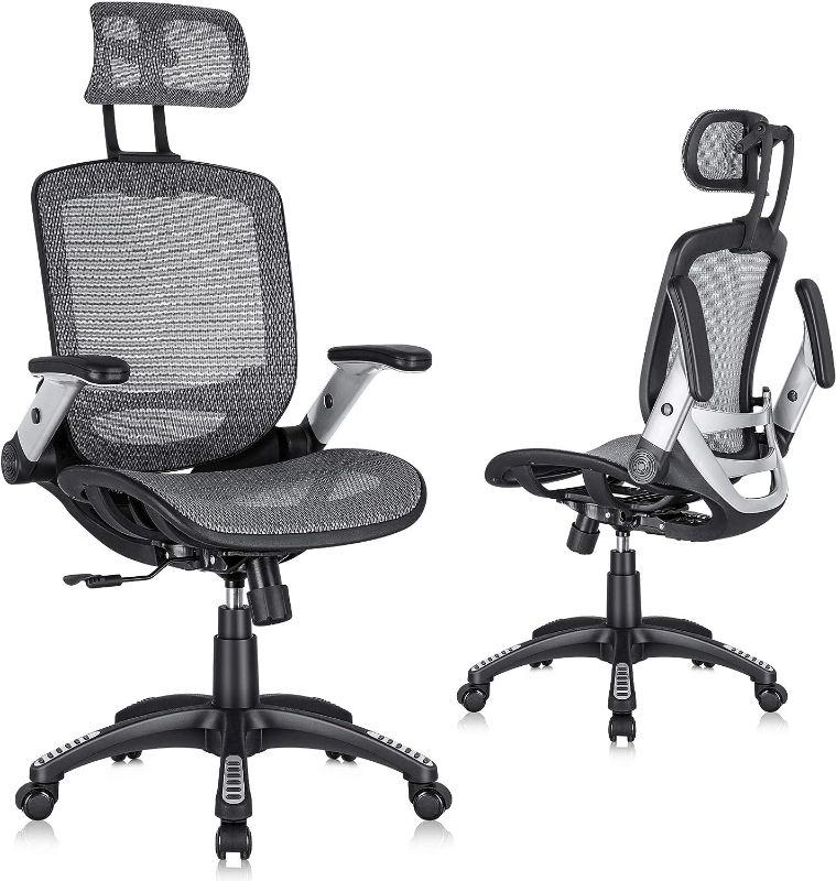 Photo 1 of Ergonomic Mesh Office Chair, High Back Desk Chair - Adjustable Headrest with Flip-Up Arms