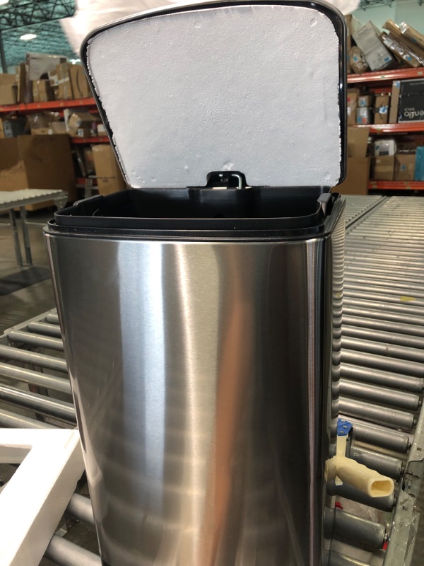Photo 1 of Amazon Basics 20 Liter / 5.3 Gallon Soft-Close, Smudge Resistant Small Trash Can with Foot Pedal - Nickel Wide 20L / 5.3 Gallon Nickel