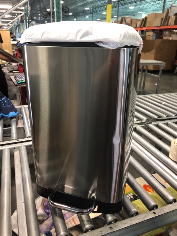Photo 1 of Amazon Basics 20 Liter / 5.3 Gallon Soft-Close, Smudge Resistant Small Trash Can with Foot Pedal - Nickel Wide 20L / 5.3 Gallon Nickel