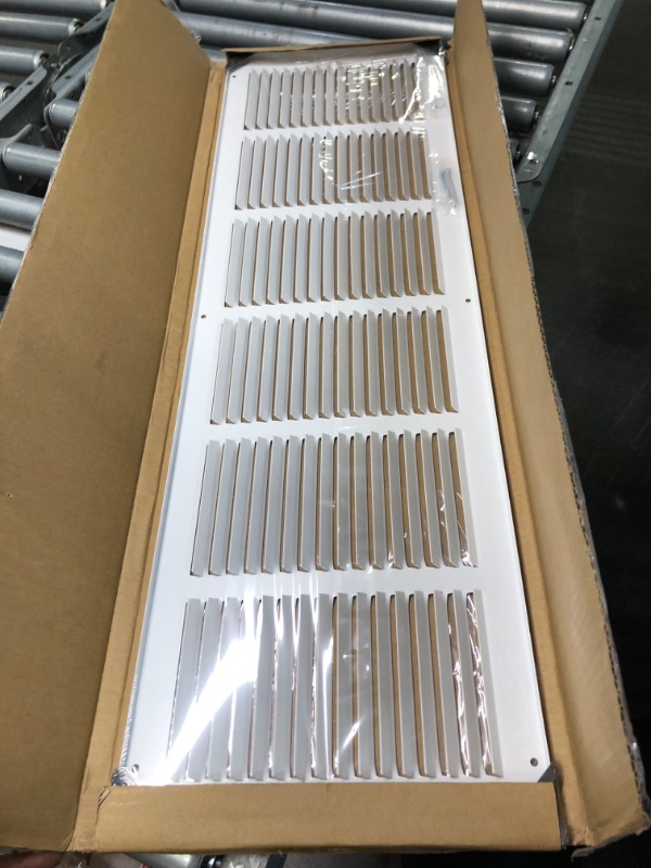 Photo 3 of Amazon Basics Return Air Grille Duct Cover for Ceiling and Wall White 30" W X 8” H 1 Pack 30" W X 8” H Air Grille Duct Cover White