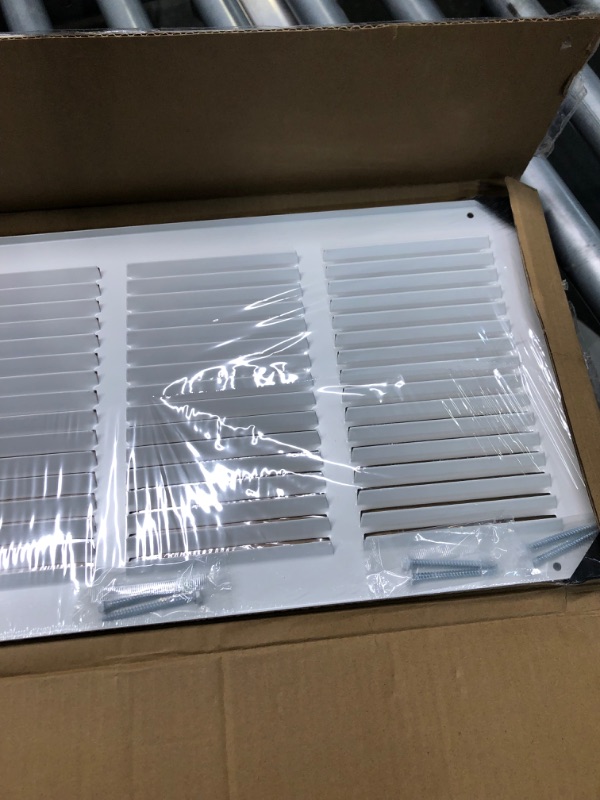 Photo 4 of Amazon Basics Return Air Grille Duct Cover for Ceiling and Wall White 30" W X 8” H 1 Pack 30" W X 8” H Air Grille Duct Cover White