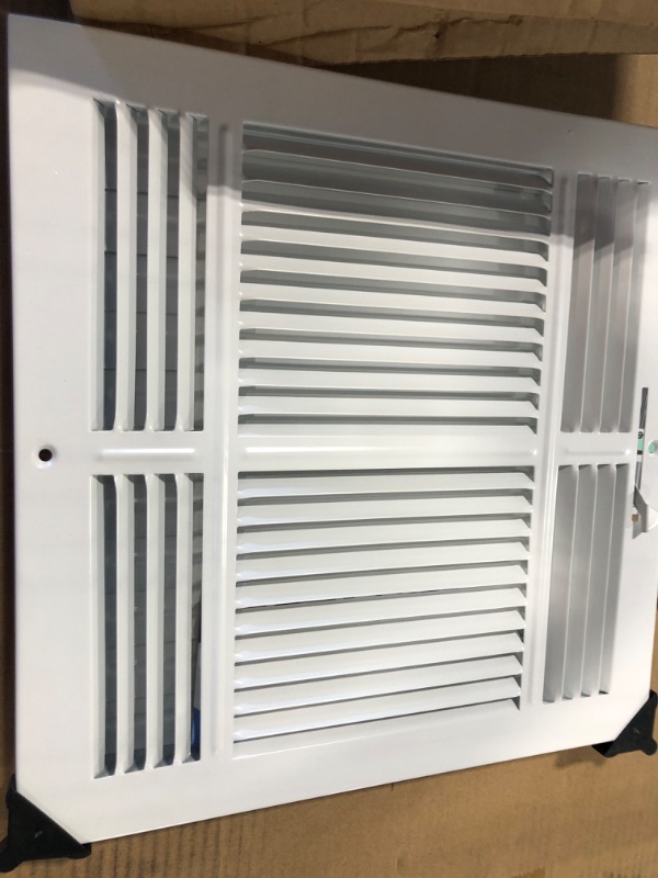 Photo 3 of Handua 12"W x 12"H [Duct Opening Size] 3 Way Steel Air Supply Diffuser | Register Vent Cover Grill for Sidewall and Ceiling | White | Outer Dimensions: 13.75"W X 13.75"H for 12x12 Duct Opening 12" X 12" 3-WAY