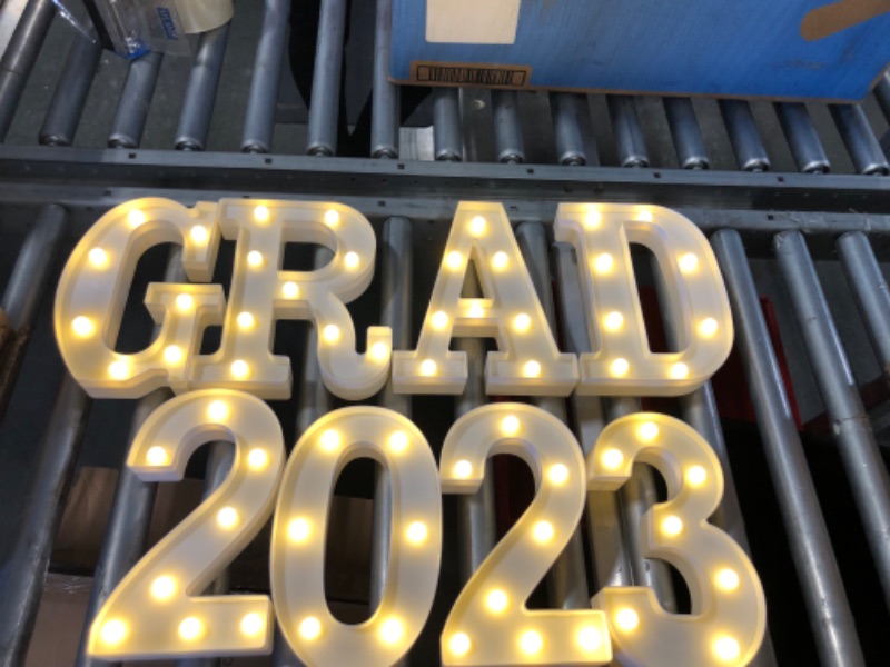 Photo 3 of Graduation Party Decorations 2023, 8 LED Marquee Light Up Letter “GRAD 2023” for Graduation Decorations, Class of 2023 Kindergarten Preschool High School College Graduation Decorations Party Supplies Non Remote Control