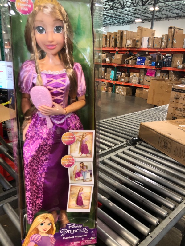 Photo 2 of Disney Princess Rapunzel 32" Playdate, My Size Articulated Doll, Comes with Brush to Comb Her Long Golden Locks, Movie Inspired Purple Dress, Removable Shoes & A Tiara