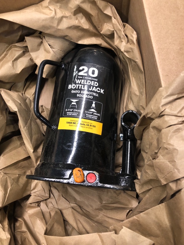 Photo 3 of Torin 20 Ton (40,000 LBs) Capacity Hydraulic Welded Heavy Duty Bottle Jack, AT92003BB , Black Standard 20 Ton (40,000 LBs)