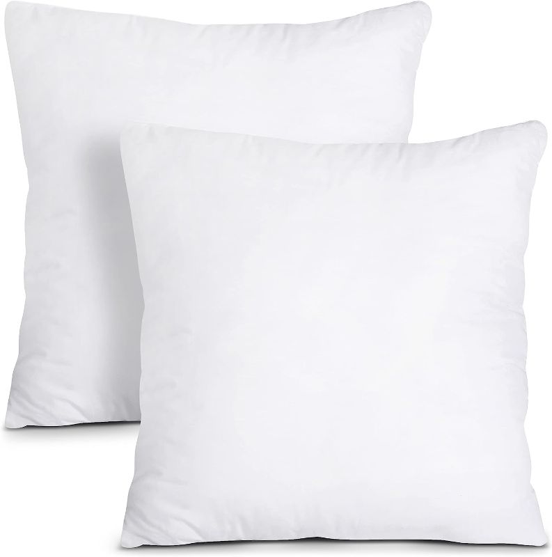 Photo 1 of Bedding Throw Pillows Insert (Pack of 2, White) - 22 x 22 Inches Bed and Couch Pillows - Indoor Decorative Pillows