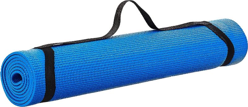 Photo 1 of Blue Yoga Mat Non Slip Exercise Mat Workout Mat Fitness Mat with Strap for Women Gym Home Supplies, 68 x 24 Inch