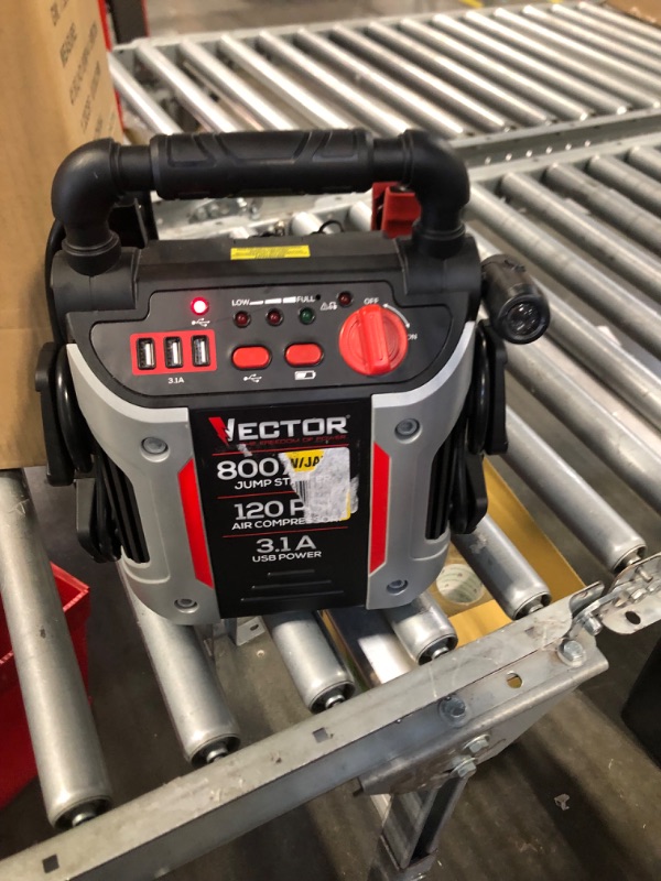 Photo 1 of 800 Peak Amp Jump Starter, 120 PSI Air Compressor, Three USB Charging Ports, Rechargeable
