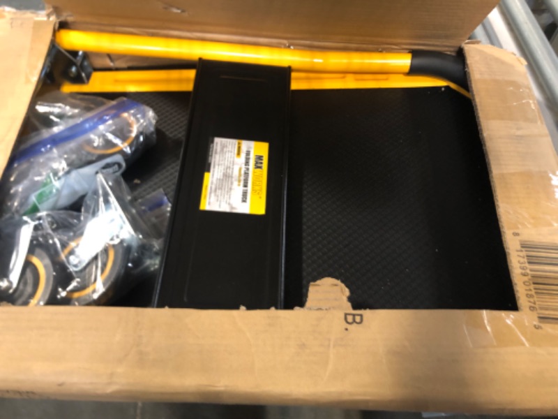 Photo 3 of MaxWorks 80876- Foldable Platform Truck Push Dolly 330 lb. Weight Capacity Black and Yellow 28.75" x 18.75" x 33"