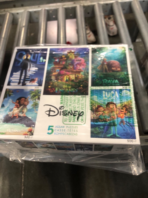 Photo 1 of Ceaco - 5 in 1 Multipack – Disney Movie Posters – Encanto, Moana, Luca, Soul & Raya and The Last Dragon - (2) 300 Piece, (2) 500 Piece, (1) 750 Piece Jigsaw Puzzles