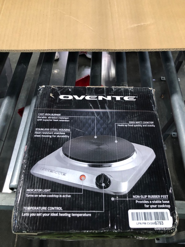 Photo 2 of Ovente Electric Infrared Burner, 7”?Single-Plate, 1000W, Ceramic Glass & Stainless Steel, Silver (BGI101S)
