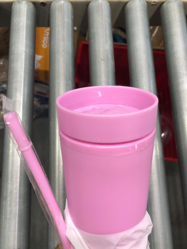 Photo 1 of 24 oz Small Pink Water Bottle With Straw