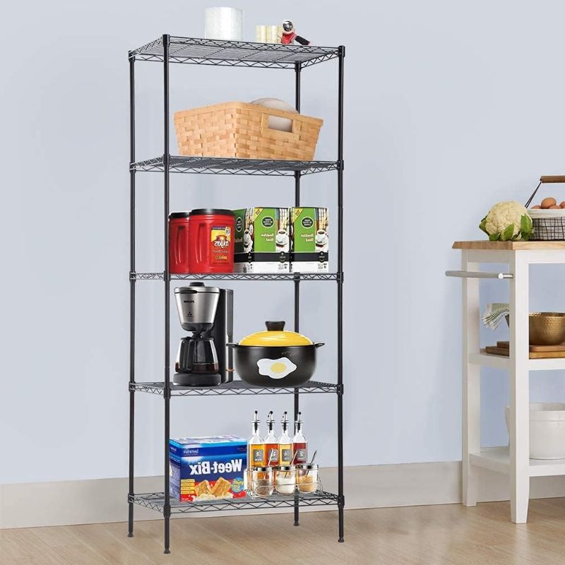 Photo 1 of 14"x24"x60" Storage Organizer 5-Shelf Large Adjustable Steel Storage Shelves Wire Shelving Unit Storage Shelf w/Leveling Feet NSF Certification Wire Shelf for Bath, Office(150 LBS Capacity Per Shelf)