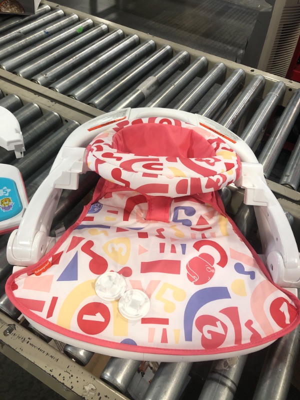 Photo 3 of Fisher-Price Baby Portable Baby Chair Kick & Play Deluxe Sit-Me-Up Seat With Piano Learning Toy & Snack Tray For Infants To Toddlers, Pink