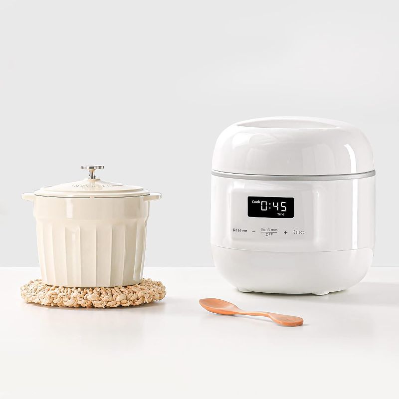 Photo 1 of MEEDEER Slow Cooker White, Small Slow cooker 1QT, Smart Appointment, Ceramic Interior pot, Automatic Multi-function Rice Cooker, Elecric Stew, Yogurt Maker Keep Warmer