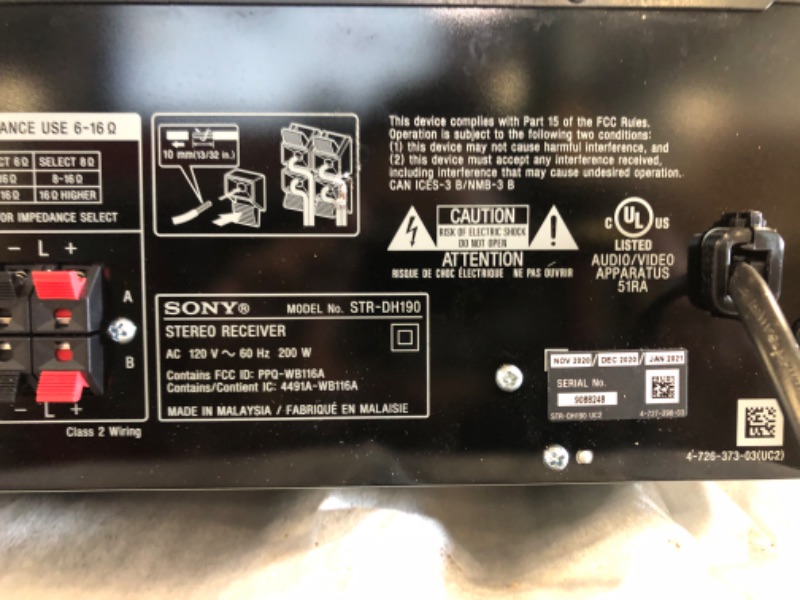 Photo 1 of Sony STRDH190 2-ch Home Stereo Receiver with Phono Inputs & Bluetooth Black