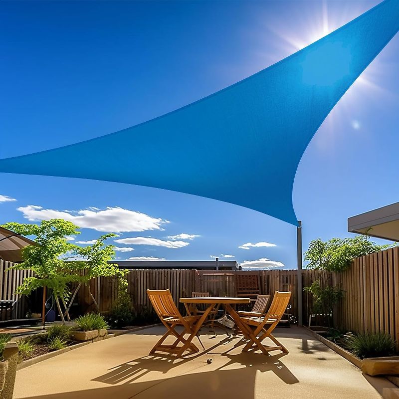 Photo 1 of 
Amagenix Triangle Sun Shade Sails Canopy, Blue Outdoor Shade Canopy 16' X 16' X 16' UV Block Canopy for Outdoor Patio Garden Backyard