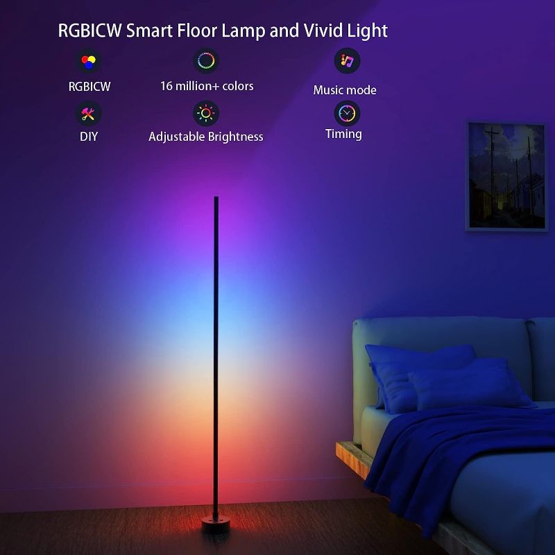 Photo 1 of 
Miortior Corner Floor Lamp Compatible with Alexa Voice Control, Smart Corner Lamp with Reactive Music Mode & Creative DIY Mode, Dimmable Modern Floor...