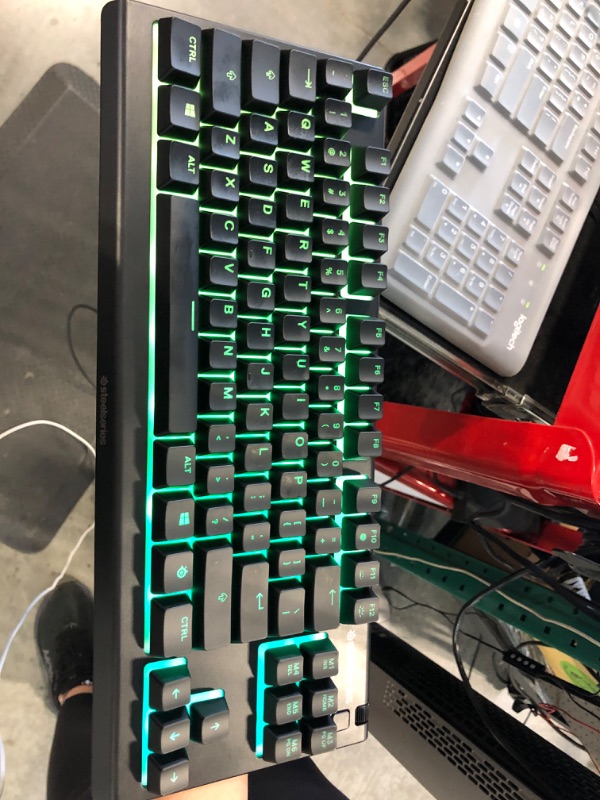 Photo 1 of SteelSeries Apex 3 TKL RGB Gaming Keyboard – Tenkeyless Compact Form Factor - 8-Zone RGB Illumination – IP32 Water & Dust Resistant – Whisper Quiet Gaming Switch – Gaming Grade Anti-Ghosting