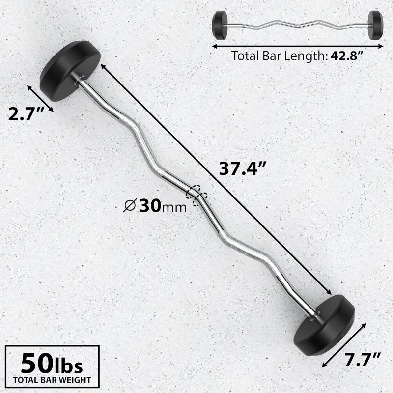 Photo 1 of 
Synergee Fixed Easy Curl Bar Pre Weighted Curved Steel Bar with Rubber Weights - Fixed Weight