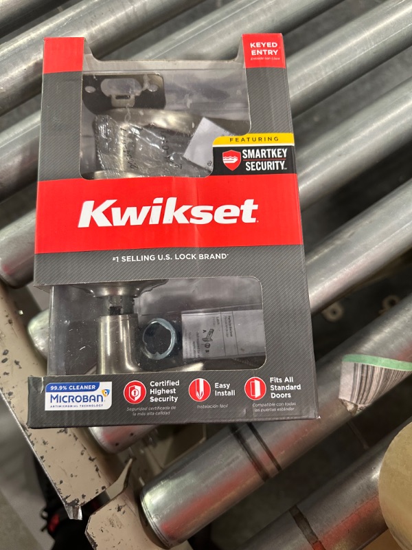 Photo 1 of Kwikset 97402-732 Tustin Entry Lever Featuring Smartkey Re-Key Security, No Size, Satin Nickel Keyed Entry