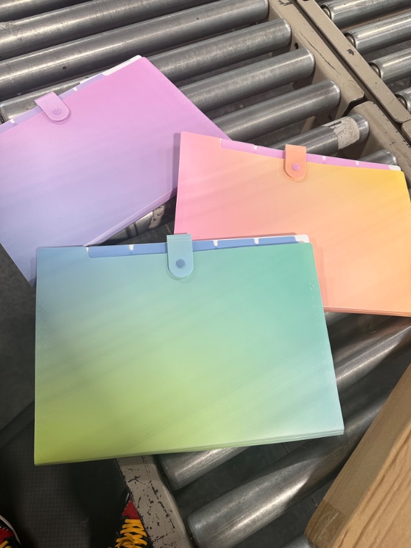 Photo 2 of U Brands Fashion Expanding File Folder, Poly 5-Pocket Folder, Pastel Ombre, 3 Pack (3451U01-12)