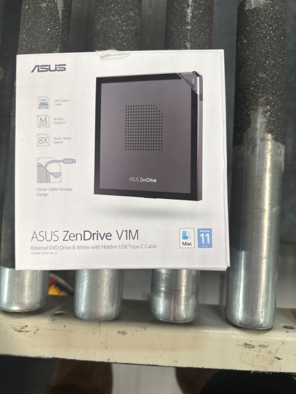 Photo 2 of ASUS ZenDrive V1M External DVD Drive and Writer with Built-in Cable-Storage Design, USB-C Interface, Compatible with Win 11 and macOS, M-DISC Support (SDRW-08V1M-U)