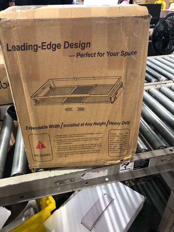 Photo 1 of SANNO Expandable Pull Out Cabinet Organizer,Slide Out Pantry Shelf for Kitchen Cabinet or Under Sink,Extendable Width,Chrome Finish,3Pack Basket Width:12.87"~23",depth:17 Chrome-3pack