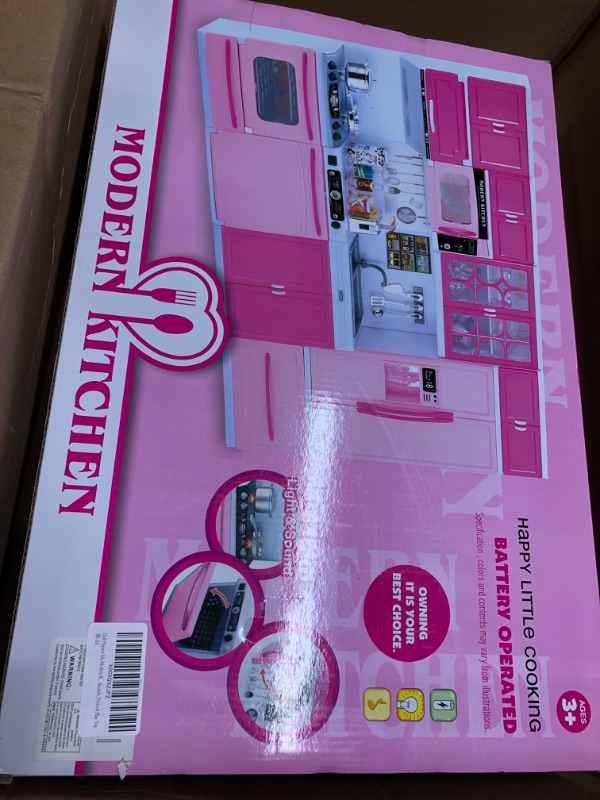 Photo 1 of Doll Playsets My Modern Kitchen Great for Dolls and Toy Figures for Kids - 4-in-1 Playset with 39pcs Foods & Accessories, Battery Operated Appliances with Realistic Lights & Sounds, Pretend Play Toy,